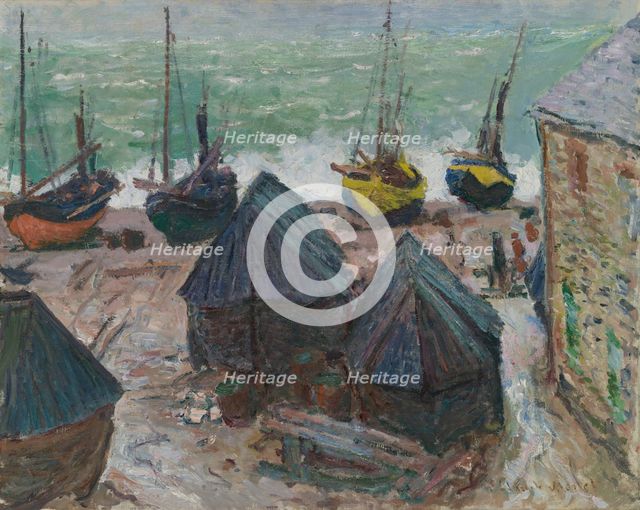 Boats on the Beach at Étretat, 1885. Creator: Claude Monet.