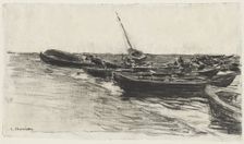 Boats on the Beach, c. 1874/81. Creator: Léon Augustin Lhermitte (French, 1844-1925)
