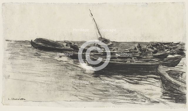 Boats on the Beach, c. 1874/81. Creator: Léon Augustin Lhermitte (French, 1844-1925).