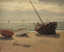 Boats on the beach. Skagen, 1855-1913. Creator: Wilhelm Xylander