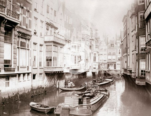 Boats on the canal, Amsterdam, 1898.Artist: James Batkin