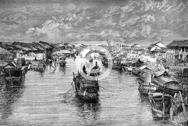 Boats on the Chinese Arroyo, near Saigon, Vietnam, 1895. Artist: Unknown