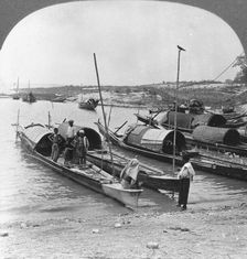 Boats on the Irrawaddy River, Mingun, Burma, 1908. Artist: Stereo Travel Co