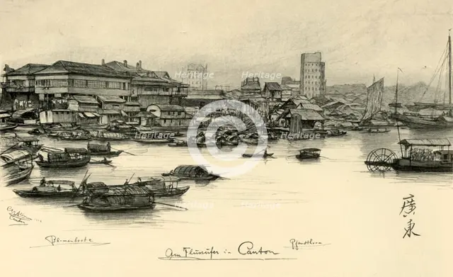 Boats on the Pearl River, Canton, China, 1898.  Creator: Christian Wilhelm Allers.