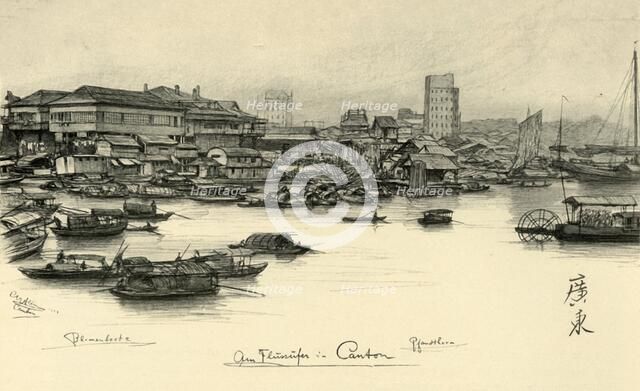 Boats on the Pearl River, Canton, China, 1898.  Creator: Christian Wilhelm Allers.