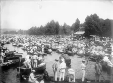 Boats on the River Thames during the Heney Regatta, Henley-on-Thames, Oxfordshire, c1860-c1922. Artist: Henry Taunt