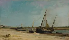 Boats on the Seacoast at Étaples, 1871. Creator: Charles Francois Daubigny