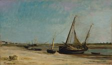 Boats on the Seacoast at Étaples, 1871. Creator: Charles Francois Daubigny