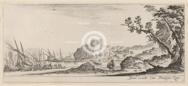 Boats on the Seashore, in or before 1647. Creator: Stefano della Bella.