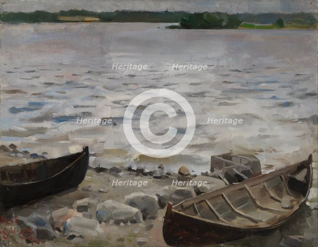 Boats on the Shore, 1884. Creator: Akseli Gallen-Kallela.