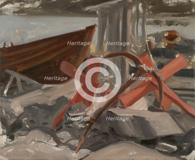 Boats on the shore, 1901. Creator: Verner Thome.