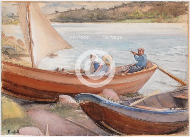 Boats on the shore, 1902. Creator: Magnus Enckell.