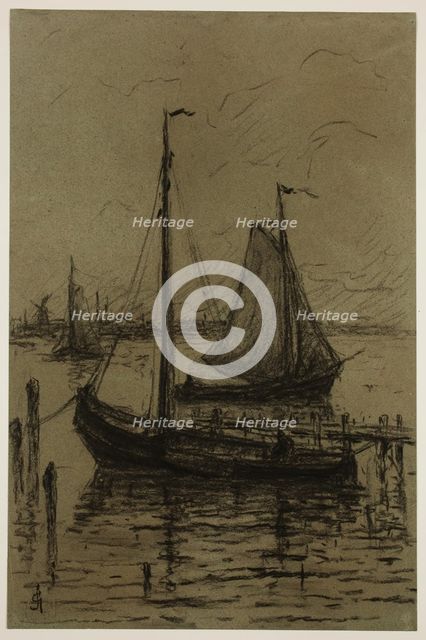 Boats on the Zuiderzee, between 1860 and 1924. Creator: Carel Nicolaas Storm.