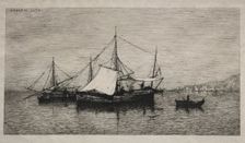 Boats of Cabotage (Coasts of Italy), 1874. Creator: Adolphe Appian (French, 1818-1898)
