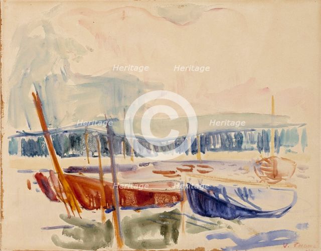 Boats of Suursaari, 1910. Creator: Verner Thome.
