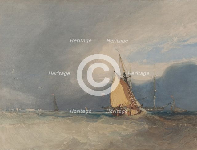 Boats off the Coast, Storm Approaching, 1830. Creator: John Sell Cotman.