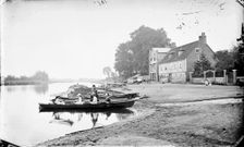 Boats moored on the River Thames near the Anglers Hotel at Walton-on-Thames, Surrey, c1860-c1922. Artist: Henry Taunt