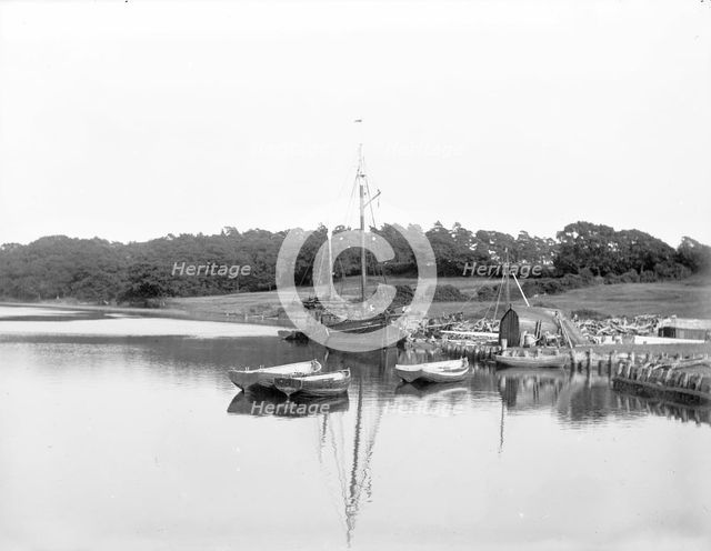 Boats moored on the river Beaulieu, Beaulieu, Hampshire, c1860-c1922. Artist: Henry Taunt