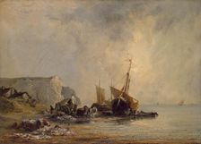 Boats near Shore of Normandy, 1823. Creator: Richard Parkes Bonington