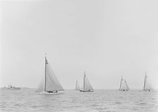 Boats Polly Jean and Victoria starting 6 Metre race, 1921. Creator: Kirk & Sons of Cowes