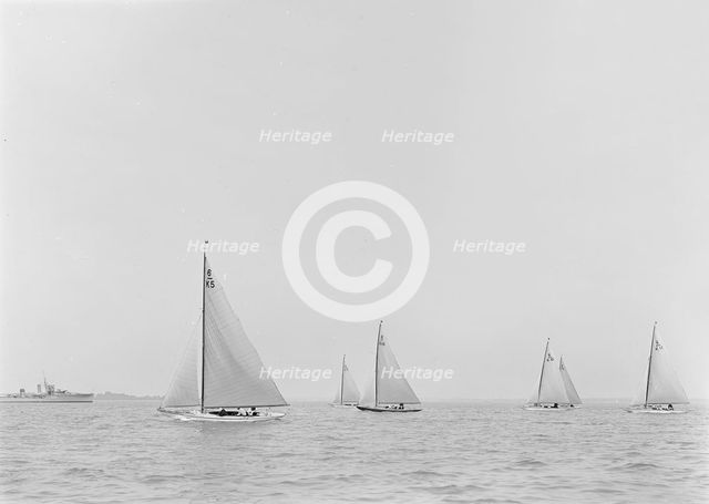 Boats 'Polly', 'Jean' and 'Victoria' starting 6 Metre race, 1921. Creator: Kirk & Sons of Cowes.