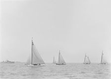 Boats Polly Jean and Victoria starting 6 Metre race, 1921. Creator: Kirk & Sons of Cowes