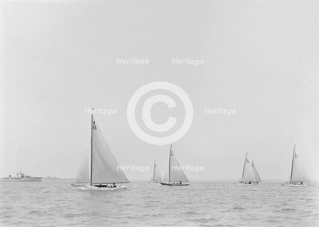 Boats 'Polly', 'Jean' and 'Victoria' starting 6 Metre race, 1921. Creator: Kirk & Sons of Cowes.