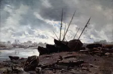 Boats Waiting for the Tide 1882. Artist: Emmanuel Lansyer