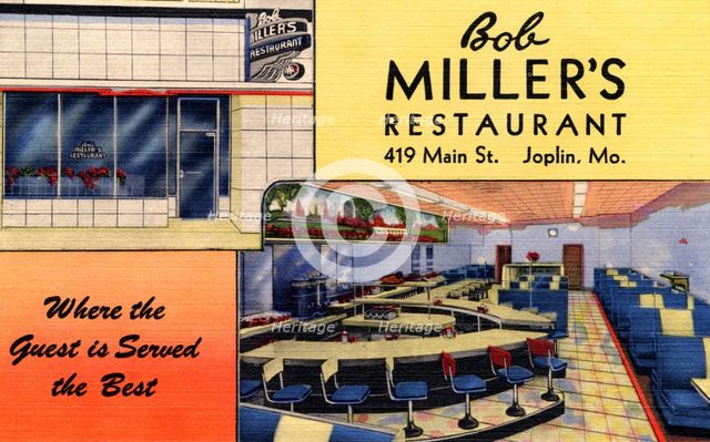 Bob Miller's Restaurant, Joplin, Missouri, USA, 1948. Artist: Unknown