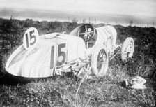 Bob Burman's car after accident - Indianapolis, between c1910 and c1915. Creator: Bain News Service