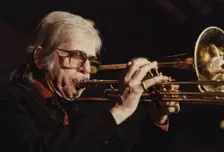 Bob Brookmeyer, Jazz Inn Party, Nordwijk, Netherlands, 1989. Creator: Brian Foskett