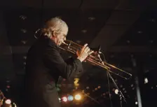 Bob Brookmeyer, Jazz Inn Party, Nordwijk, Netherlands, 1989. Creator: Brian Foskett