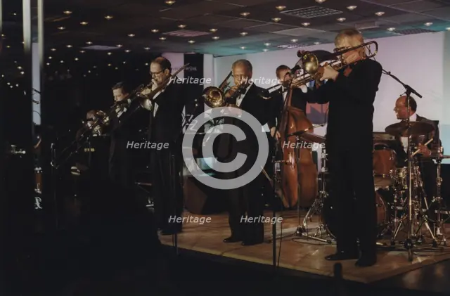 Bob Brookmeyer, Jimmy Knepper and Slide Hampton, Jazz Inn Party, Nordwijk, Netherlands, 1989. Creator: Brian Foskett.