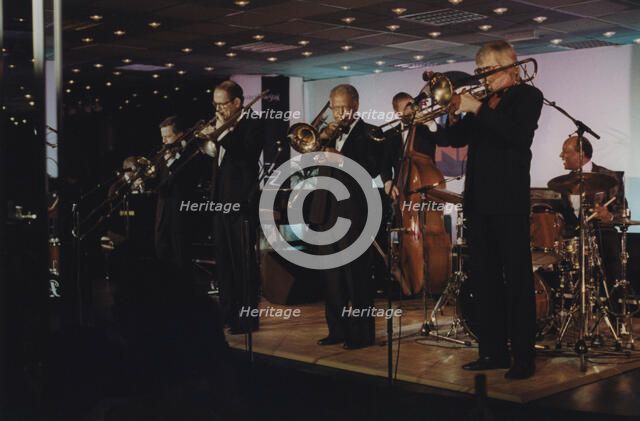 Bob Brookmeyer, Jimmy Knepper and Slide Hampton, Jazz Inn Party, Nordwijk, Netherlands, 1989. Creator: Brian Foskett.