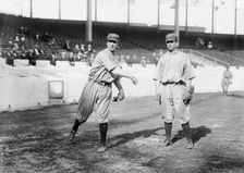 Bob Fisher & George Cutshaw, Brooklyn NL, at the Polo Grounds, NY (baseball), 1912. Creator: Bain News Service