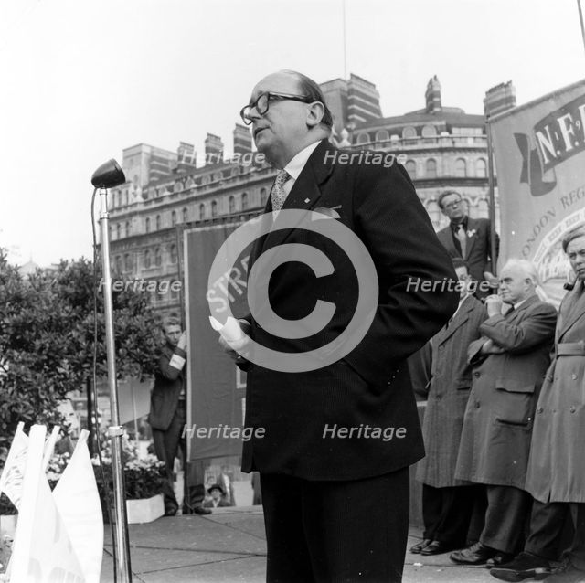 Bob Willis, Member General Council TUC, at London Labour Party Demo against Rent Act, 20 Oct 1957. Artist: Henry Grant