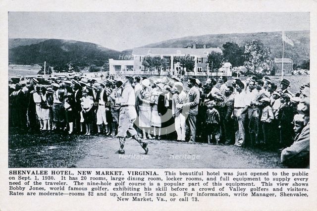 Bobby Jones playing golf at the Shenvalee Hotel, Virginia, USA, 1930. Creator: Unknown.