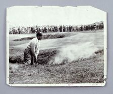 Bobby Jones playing his way out of a bunker, c1920s