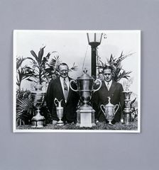 Bobby Jones with Grand Slam trophies, c1930