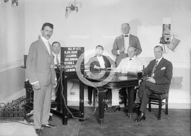 Bobroff Voting Machine - Being Considered For Use In House, Standing Right To Left: Reps..., 1917. Creator: Harris & Ewing.