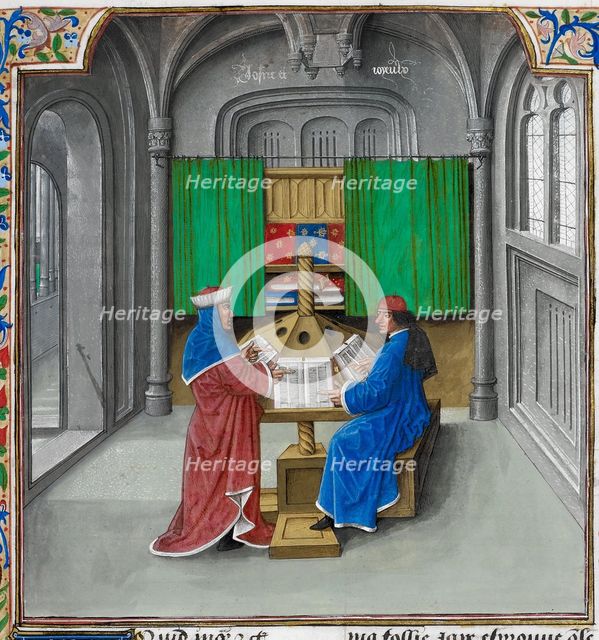Boccaccio and Petrarch (From: De casibus virorum illustrium by Giovanni Boccaccio). Artist: Master of the White inscriptions (active ca 1480)