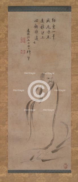 Bodhidharma Crossing the Yangzi River on a Reed, late 16th century. Creator: Kano Soshu.