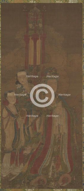 Bodhisattva and Attendants, 14th century. Creator: Unknown.