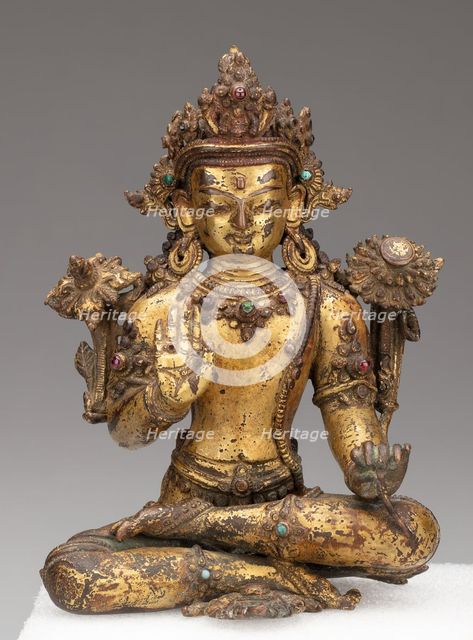 Bodhisattva Avalokiteshvara Seated with Hand in Gesture of Reassurance (Abhayamudra), 15th/16th cent Creator: Unknown.