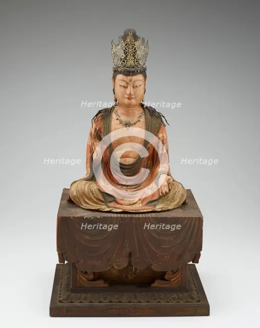 Bodhisattva, Kamakura period, 13th century; detached throne, modern. Creator: Unknown.