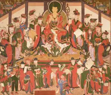 Bodhisattva Jijang (Kshitigarbha) and the Ten Kings of Hell (image 1 of 9), c1841. Creator: Anon