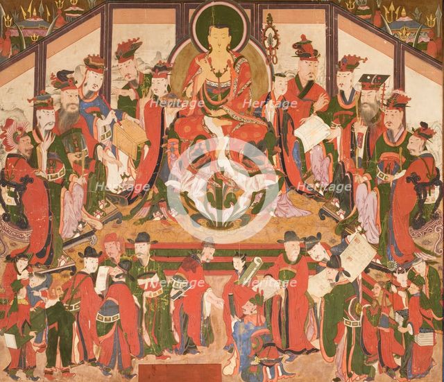 Bodhisattva Jijang (Kshitigarbha) and the Ten Kings of Hell (image 1 of 9), c1841. Creator: Anon.