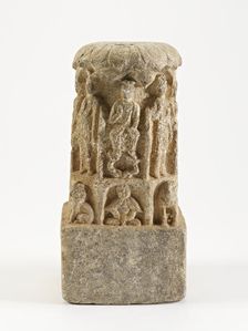 Bodhisattvas with lions and figures, Possibly Sui dynasty, possibly 581-618. Creator: Unknown