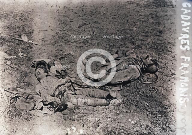 Bodies of dead French soldiers, c1914-c1918. Artist: Unknown.