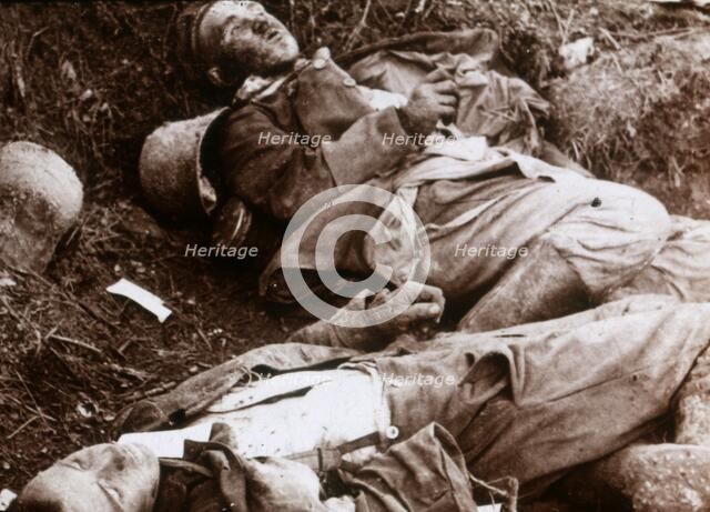Bodies of German grenadiers, c1914-c1918. Artist: Unknown.